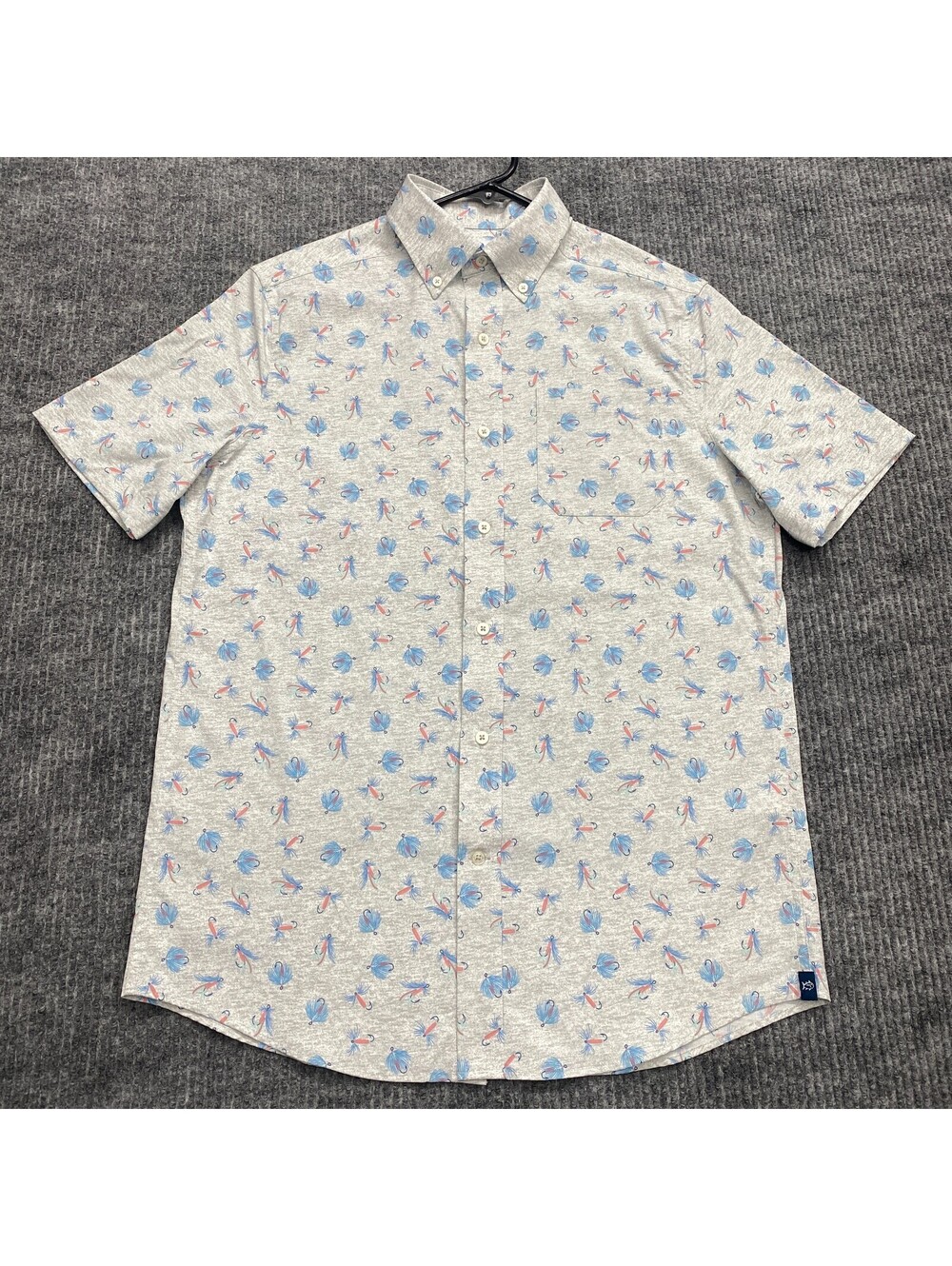 Southern Tide Performance Button Down Shirt Mens S Gray Fishing Bait Geometric - Picture 2 of 9